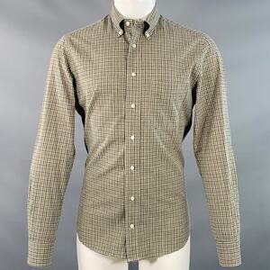GITMAN VINTAGE M Beige Black Green Checkered Cotton One Pocket Long Sleeve Shirt